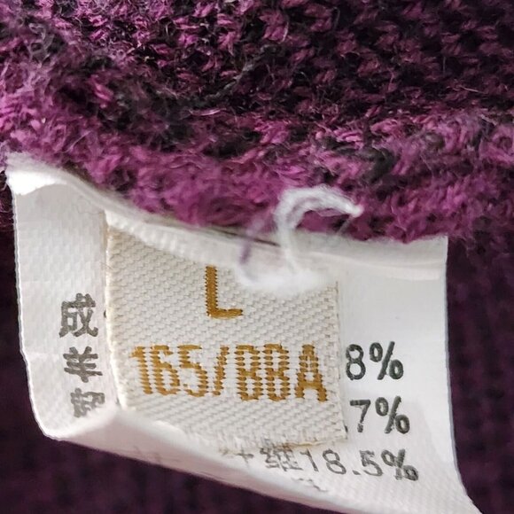 Purple Tunic Top Sweter Long Sleeve With Lace Hem Cashmere And Wool Blend Size L - Picture 8 of 10